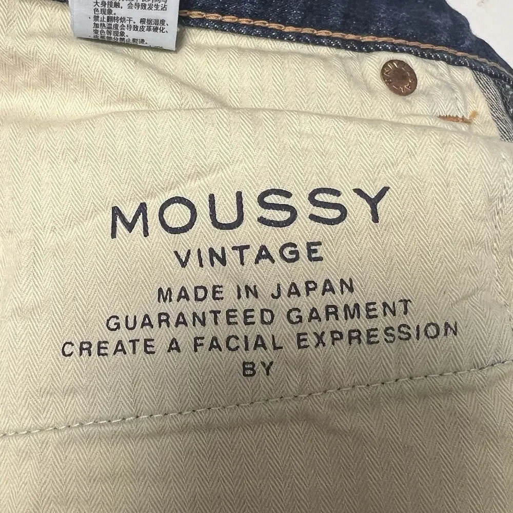 MOUSSY Jeans Straight Leg Button Fly High Waist Blue Denim Women's Size 26 - Picture 9 of 9